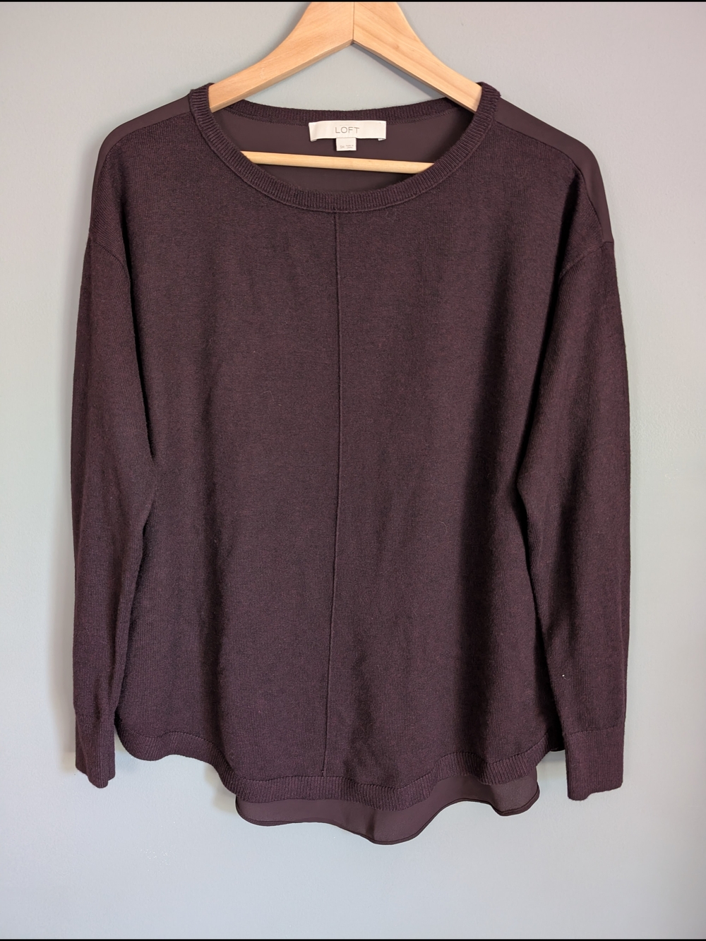 LOFT Crewneck Sweater in Deep Plum